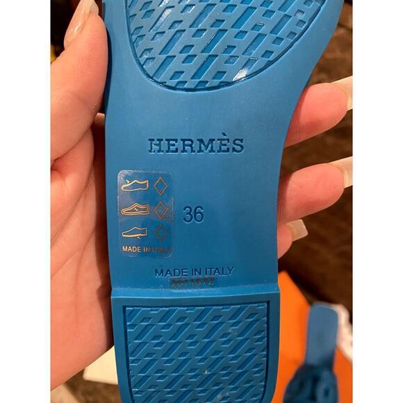 Hermes Aloha Slip-On Open Toe Sandals Rubber Blue  36 - Picture 5 of 8